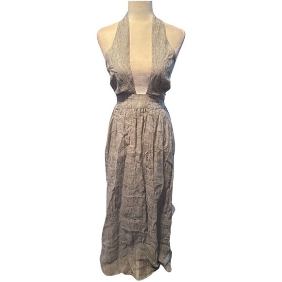 NWTs Anthropologie RUMER Delphine Linen Halter Maxi Dress Size Small - Picture 3 of 5